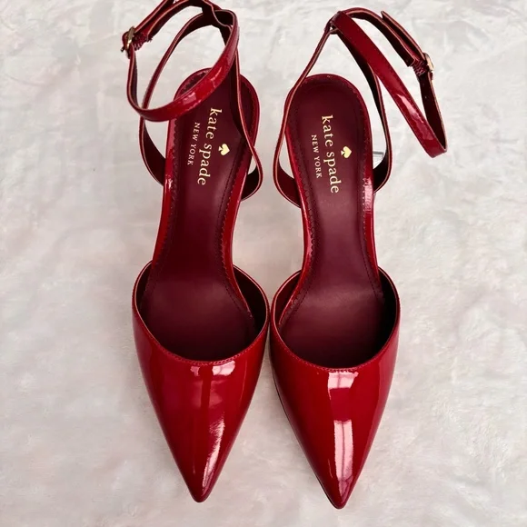 KATE SPADE NY Vivian Red Patent Leather Stiletto Heel Ankle Strap Pump--NEW--8 - Picture 1 of 15